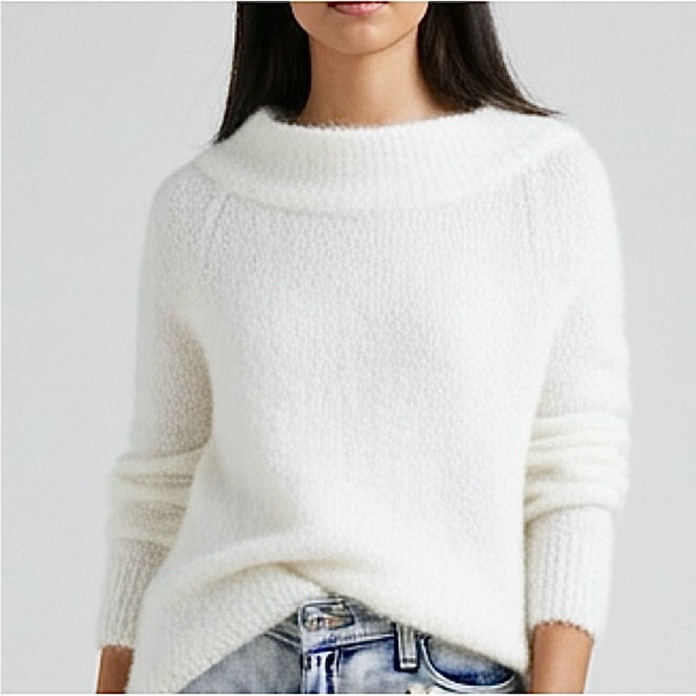 ANTHROPOLOGIE MOTH Bouclè Alpaca Wool Blend Mock Neck Sweater